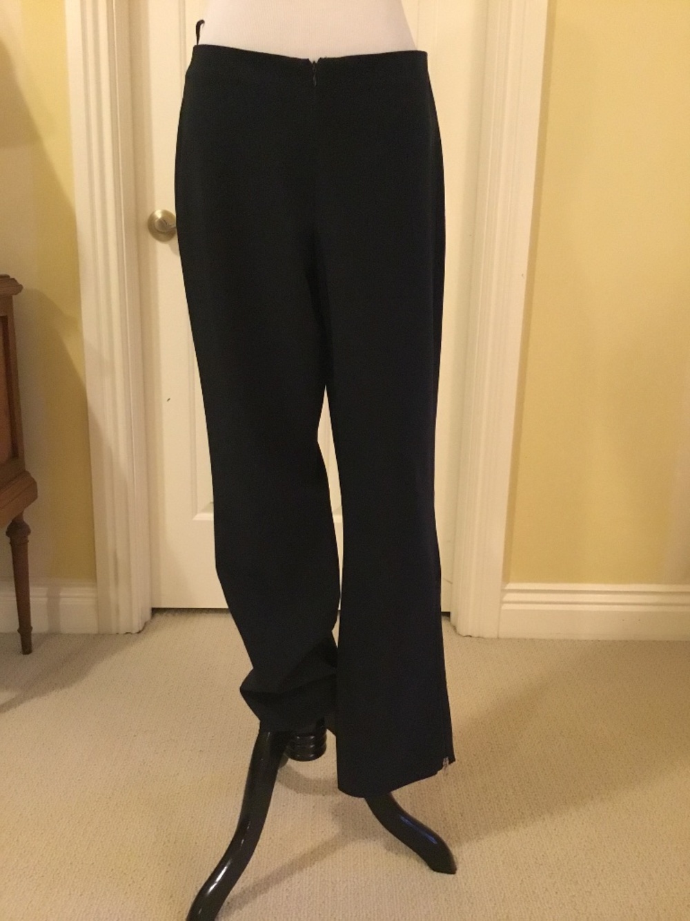Prada Black Straight-Leg Tailored Trousers zip front